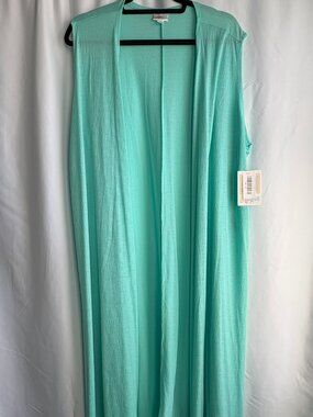 LuLaRoe Joy XL Light Teal Crepe Solid Vest NWT